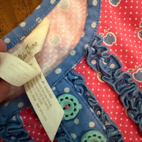 Matilda Jane Vault Honeycrisp Lap Dress Sz 4 Red Blue Apples - Picture 4 of 6